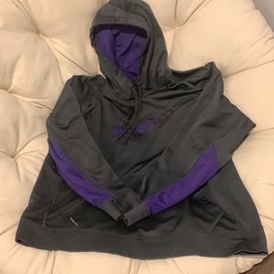 Mens dark gray and purple hoodie